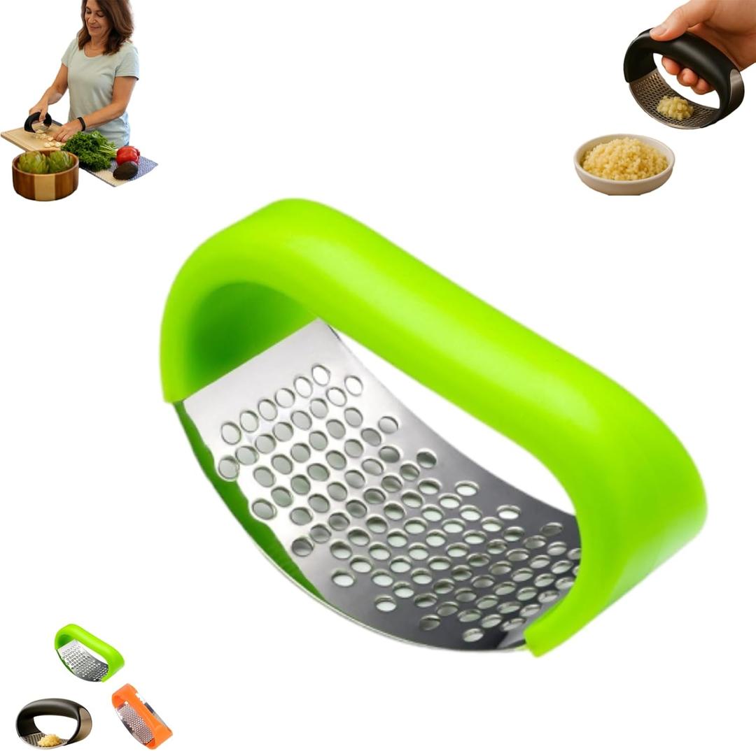 Stainless Steel Garlic Press Easy to Clean, Stainless Steel Garlic Press Rocker, Garlic Crusher Stainles Steels, Garlic Rocker, Garlics Rockers Press, 3-in-1 Garlics Crusher, For Kitchen Gadget (1)