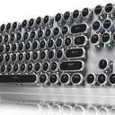 EWEADN Wireless Mechanical Typewriter Keyboard,80% Layout with White Backlit, Anti-Ghosting, Blue Switch Bluetooth/2.4GHz/USB-C Aesthetic Keyboard-Black