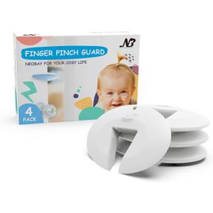 Silicone Door Pinch Guard and Door Slam Stopper, Durable Finger Pinch Guard, Prevents Pinch Injuries, Slamming Doors, Door Stopper for Kids, 4 Packs White.