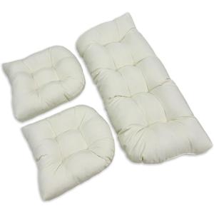 Wicker Chair Cushions, 3 Pieces Indoor Outdoor All Weather Waterproof Tufted Wicker Chair Cushions, 1 Loveseat and 2 U-Shape Cushions for Patio Furniture,Beige