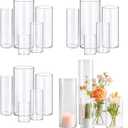 15pcs Cylinder Vases for Centerpieces Small Flower Glass Vases Clear Vase Home Decor Centerpiece Table Flower Vase Decorations for Wedding DecorationHoliday Mixed Sizes Tall (15Pack-4+6+7.5+8+10Inches)