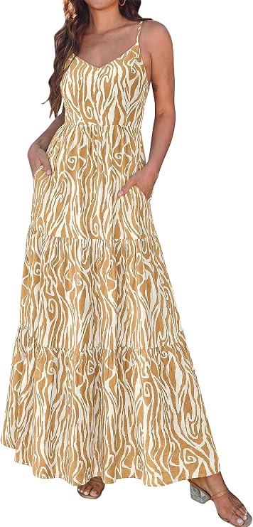 KIRUNDO Sundresses for Women 2026 Spring Summer(Khaki, XL)