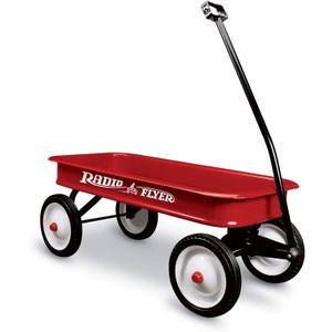 Radio Flyer Classic Red Wagon, for Kids 1.5+, All-Steel Body with No-Scratch Edges, 10 Rubber Tires Extra-Long Handle Folds Under Controlled Turning Radius 200 lb Capacity Wagon for Kids or Cargo