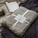 100% Pure Linen Blanket,100% Natural Flax Linen Throw Blanket, 79" L 100% French Flax Fabric,Soft,Breathable and Skin-Friendly Bed Blanket, 79"x57"