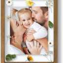 11x14 Floating Picture Frame - Brown Solid Wood Frame for Pressed Flower - Real Glass of Front - Use as 8x10 or 5x7 Picture Frame - for Wall Mount Display (Brown, 1 Pack)