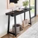 Huuger Entryway Console Table with Charging Station, USB-C Port, 47.2 Inch Sofa Table with Metal Legs, Entry Hallway Table with Thicker Desktop, Modern Behind Couch Table, Black, 12.5"D47.2"W31.5"H