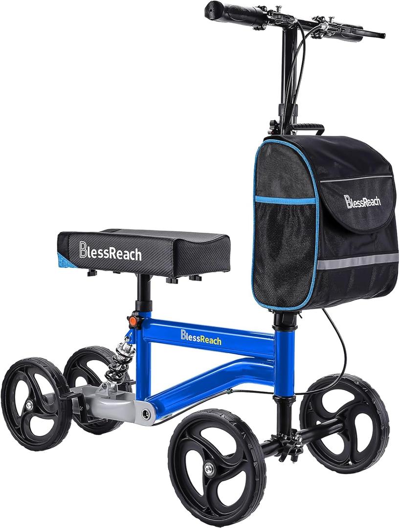 Economy Knee Scooter, Steerable Knee Walker, Foldable Knee Scooters for Foot Injuries Adult Best Crutches Alternative (Blue)