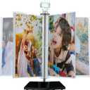ZEEYUAN Rotating Acrylic Photo Frame DIY Multiple Picture Frame 5 Double Sides/Insert 10 Pcs of 4x6 Inch Photos,360 Rotation Windmill Picture Frame Desktop Photo Display