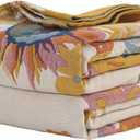 Boho Cotton Throw Blanket 60''x80''- Large Soft All-Season Blanket, Lightweight Blanket with Rustic Floral Design for Bed and Couch, Suitable for Living Room and Farmhouse Decor (Flower-butterfly)