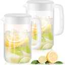 2Pcs Plastic Pitcher with Lid Large Clear Water Carafe Jug Ice Tea Pitcher Lemonade Juice Beverage Jar with Strainer Cover Handle Measurements for Hot Cold Coffee Drink (White,1 Gallon/4L)