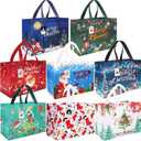 Large Christmas Gift Bags with Handles, 8-Pack Reusable Non-Woven Large Tote Bag Christma's Wrapping Bags Bulk for Gifts Christmas Holiday Bag Xmas Party Favors Supplies 12.8"9.8"6.7" with Gift Tags (Colorful-003-8Pcs)