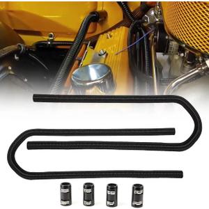 44" Flexible Heater Hose Kit Stainless Steel Universal Water Hoses Adapter Fits 5/8" 3/4" Necks, Heater Hose*2 (4 Chrome Caps,Black)