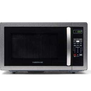 Farberware 1.1 Cu. Ft. Countertop Microwave Oven 1000 Watts Power, Auto Cook Settings, Defrost, Easy Clean and Child Safety Lock - Stainless