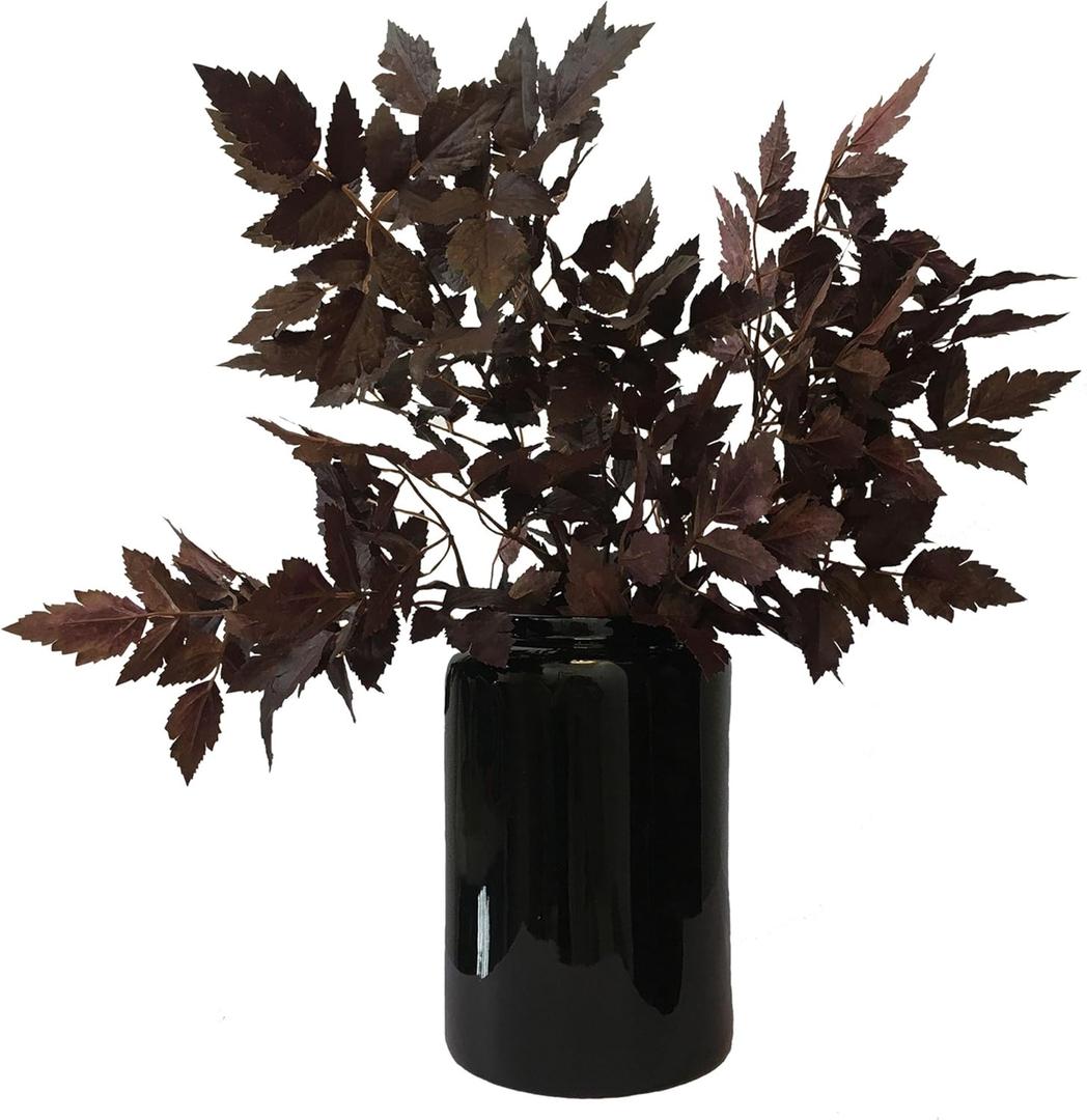 Artificial Cimicifuga Plant Leaf Spray Faux Cimicifuga Stems Artificial Plants Fake Leaves Faux Branchs Fake Leafs Fall Decor Stems for Vases Wedding Garden Holiday Ornaments (3 Pack,21 Inch) (Deep Purplered)