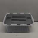 Superio Storage Box with Hinged Lids, Plastic Container Bins for Organizing with Attached Lid, Stackable Crates, BPA Free, Organizers for Home, 35 Quart (Clear with Grey Lids, 20.25"x14"x10.5")