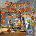 2 x Thanksgiving Decorations Hanging Swirl Pendant & Hanging Give Thanks Banner for Indoor Home Fall Party Decorations Thanksgiving Decor Office Classroom School Decor