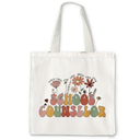 Counselor Gifts Tote Bag, Guidance Counselor Gifts, Counselor Gifts for Women, Groovy Retro Counselor Canvas Tote Bags for Women, Reusable Grocery Bags Shopping Bags