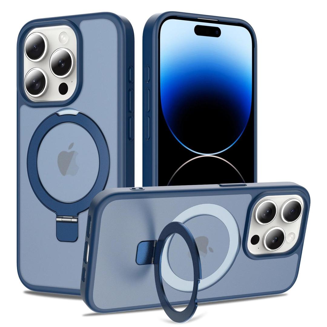 Magnetic for iPhone 15 Pro Max Case, 6.1", Compatible with MagSafe, Rugged Kickstand, Not-Yellowing Military-Grade Protection, Matte Blue