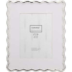 Silver 8x10'' Heavy-Duty Zinc Alloy Photo Frames with Acid Free Mat for 5x7'',Wave Design Silver Picture Frame 8x10'' with Black Velvet Backing,for Desktop and Wall Hanging