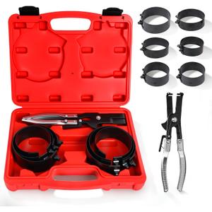 Piston Ring Compressor ToolEngine Piston Ring Compressor Set with 7Pcs Piston Rings (2-7/8" - 4-5/8") and Adjustable Installer Pliers for Truck Motorcycle Car Installation and Removal Kit