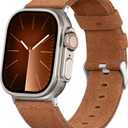 Bandsie Leather Band Compatible with Apple Watch Ultra 3/Ultra 2/Ultra Band 49mm 46mm 45mm 44mm 42mm for Men, Vintage Genuine Suede Leather Wristband Strap for iWatch Series 11 10 9 8 7 6 5 4 SE 3 2 1 (Brown)