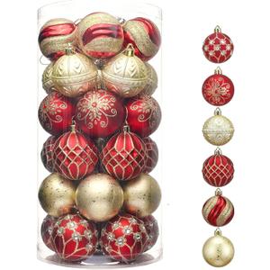 Valery Madelyn Christmas Ornaments Set, 30ct 2 Inches Red and Gold Shatterproof Christmas Tree Decorations Ball Ornaments Bulk, Luxury Hanging Ornaments for Xmas Holiday Party Decor