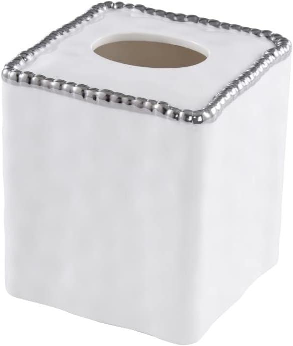 Pampa Bay Vanity Accessories with Silver Beads Square Tissue Box