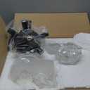 17" Modern Black Crystal Sputnik Chandelier for Dining Living Room Glam Luxury Petal Hemisphere Chandelier 7-Light for Foyer Hallway Elegant Pendant Ceiling Light Fixture for Kitchen Bedroom (16.9" * 15.7" Semicircle)