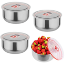 Wensdr Pizza Dough Preparation Box with Lid, 6.5 x 6.5 x 3.5 Inch, Stainless Steel Leakproof Containers with Lids for Pizza, Bread, 4 Pack Silver