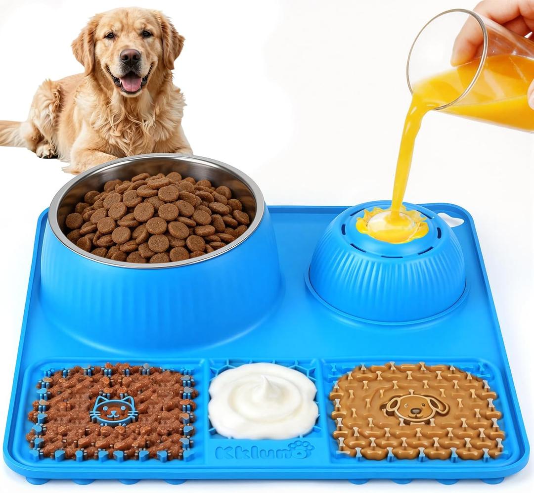 3 x Dog Lick Bowl with Rolling Ball for Liquid and Thick Treat