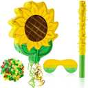 Lewtemi Sunflower Tea Pot Piata for Birthday Party Colorful Piata with Stick, Blindfold, Confetti for Adults Birthday Baby Shower Party Supplies