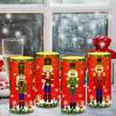 Tiamon 4 Pcs Christmas Nutcracker Flameless Candles Battery Operated LED Candles with Remote Warm Light Flickering Pillar Set for Xmas Holiday Table Decorations