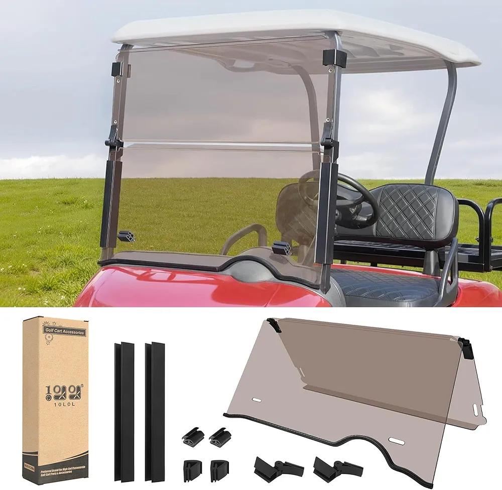 10L0L Golf Cart Windshield for EZGO RXV 2008-up Upgrade Thickened Fold Down Windshields Anti-UV Impact Resistant - 38.18" W X 32.5" H