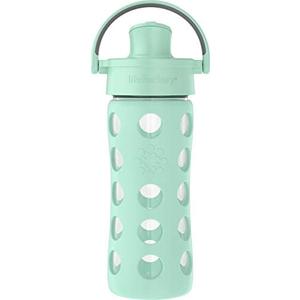 Lifefactory 16-Ounce Glass Water Bottle with Active Flip Cap and Protective Silicone Sleeve, Mint