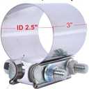 2.5 inch Exhaust Clamps, 2 1/2 Inch Exhaust Lap Joint Butt Clamps, T304 Stainless Steel Band Clamp w/High Grade Bolts(2 Pieces)