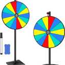 24 Inch Prize Wheel Tabletop orFloor Stand Fortune Spin with Dry Erase Marker and Eraser for Engaging Home Parties, Trade Show, Carnival Events