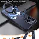 360° Rotatable Magnetic Stand for iPhone 16 pro Case Compatible with Magnetic 16FT Military Drop Protection, Anti-Scratch/Fingerprint Shockproof iPhone 16 pro Phone Case(Matte-Black)