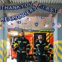 35 Pcs National First Responders Day Banner Thank You Week Decorations Red and Bule Hanging Swirls Wall Decor Holiday Celebrating Events for Festival Party Supplies