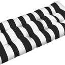 Tufted Bench Cushion for Outdoor Furniture Patio Swing Cushions Overstuffed Outdoor Loveseat Cushions with Round Corner (44'' x 19'' x 5'', Black Stripes)