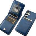 KIHUWEY for Samsung Galaxy S25 Case Wallet with Credit Card Holder, Flip Premium Leather Magnetic Clasp Kickstand Heavy Duty Protective Cover for Samsung Galaxy S25 6.2" (Blue)