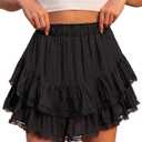 Women's Flowy Ruffle Skorts Shorts High Waisted Boho Cute Mini Skirts Casual Dressy Summer Beach Golf Shorts Vacation (Black, S)