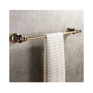 LSLYTQ Towel Rail Rack Wall Mounted Luxury Bathroom Gold Towel Holder, Brass Shiny Towel Bar Smooth for Bathroom Kitchen