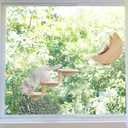 HAPYKITYS Window Cat Bed Moon Perches, Mounted with Strong Suction Cups Cat Window Seat for Sleep and Watch Birds