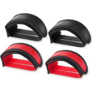2 x 4Pcs Bike Pedal Straps Adjustable Pedal Toe Clips Straps Tape for Fixed Gear Bike Anti-Slip Double Adhesive Bicycle Feet Straps for Fixed Gear, Road BMX, MTBRed+Black