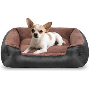 Dog Bed for Small Dogs - Washable Dog beds with Sides, Comfortable and Breathable Pet Couch Bed with Non-Slip Bottom, Black (27.5"L x 19.6"W x 7"Th)