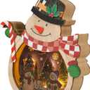 Light up Christmas Ornaments, Wooden Snowman Hanging Ornaments for The Home, Light-Up Festive Snowman Xmas Ornaments for Holiday Crafts, Christmas Party Gifts, Indoor Winter Decorations (Green)