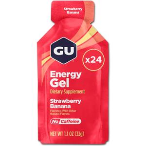 GU Energy Original Sports Nutrition Energy Gel, Strawberry Banana, 24 Count Box