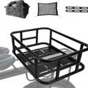 Rear Bike Basket,Bike Basket with Waterproof Liner and Cargo Net,Easy to Install,Maximum Load 100LB,Large Adults Bicycle Baskets Back of E-Bike and Bicycle