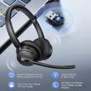 Mopchnic Wireless Headset with Noise Cancelling Microphone, On-Ear Bluetooth Headset with USB Dongle, Mute Function & Charging Base, Wireless Headphones for Work from Home and Call Center (Black)