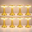 Riakrum 8 Pcs Gold LED Portable Cordless Table Lamp Bulk with Touch Sensor 3 Color Stepless Dimming Rechargeable Battery up to 15 Hours Cordless Table Light Wireless Lamp Wedding Home